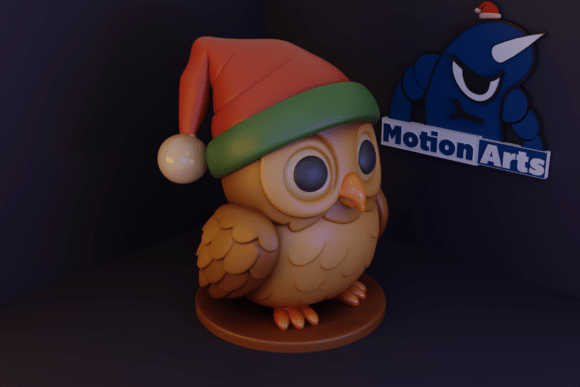 Adorable Owl with Santa Hat: A Charming 3D Model for Your Holiday Decor