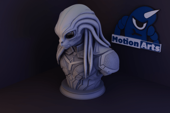 Alien Bust with Armor: A Futuristic 3D Printing Masterpiece
