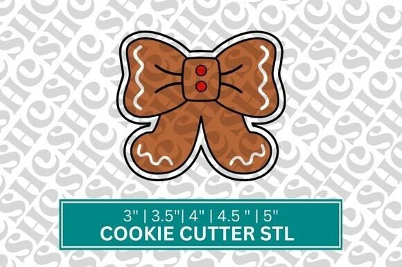 Gingerbread Bow Cookie Cutter STL, Ginge