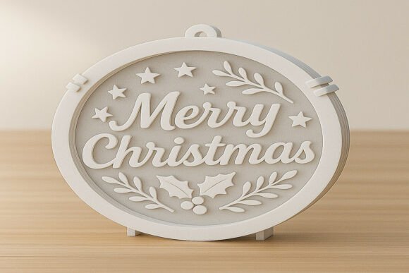 Layered Merry Christmas Ornament: A Modern Design Gem