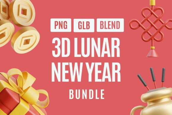 Lucky Lunar New Year 3D Elements