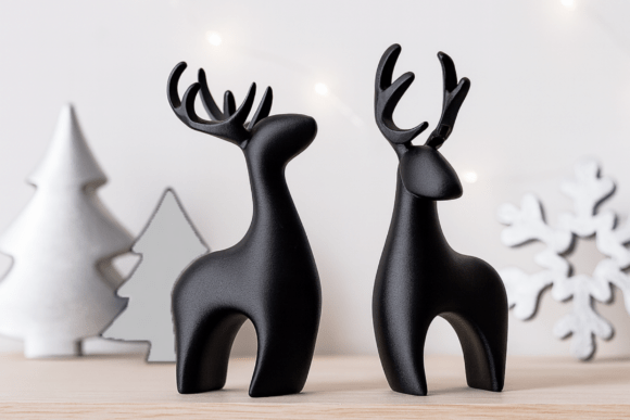 Modern Deer Set 2 Pcs: Sleek Holiday Elegance