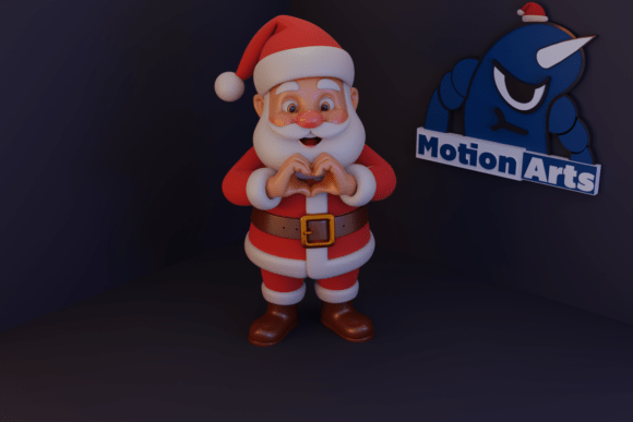Santa Claus Forming a Heart: A Festive 3D Model