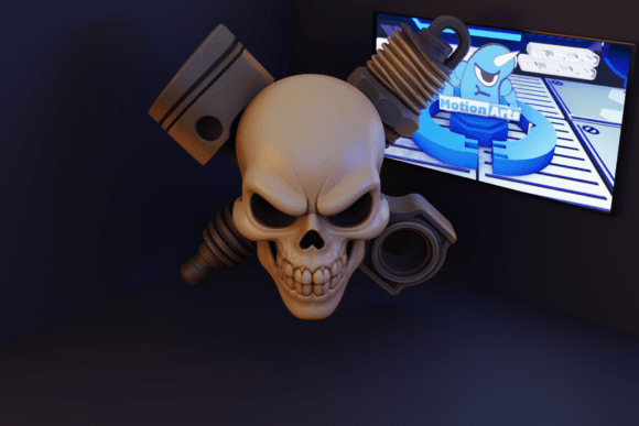 Skull, Piston, and Spark Plug: A Fusion of Machine and Attitude