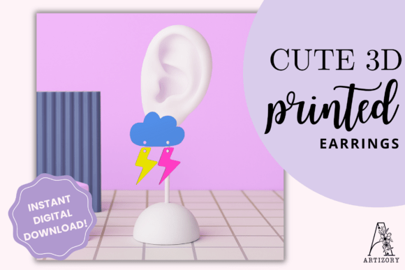 Unleash Your Creativity with Cloud Lightning Earring STL Files